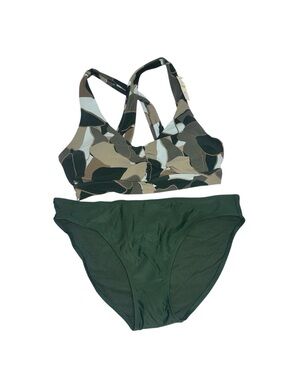 aerie Camo Print Bikini Set in Olive and Dark Green